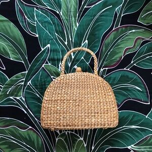 Hyacinth Woven Purse Straw Picnic Basket Bag - Boho Vintage Style French Tote